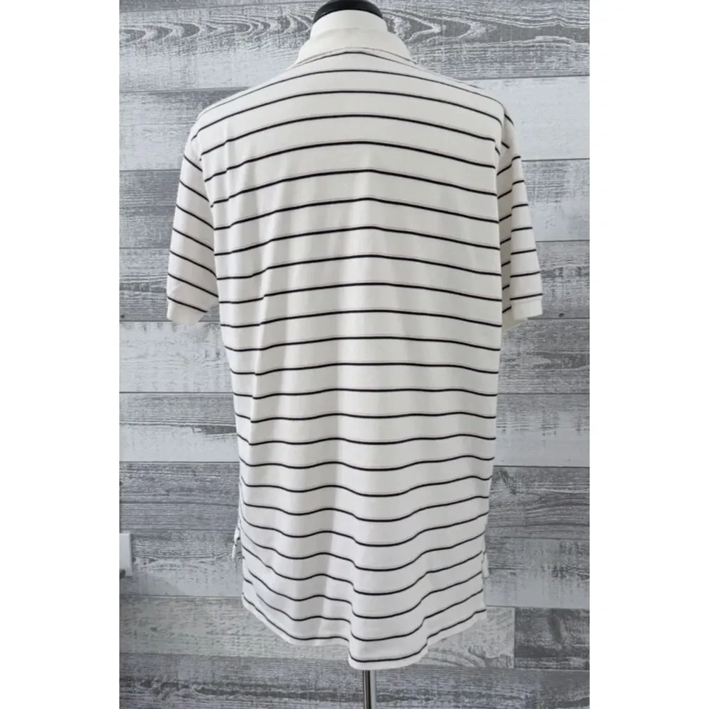 Polo Ralph Lauren Polo Shirt Men's XL Striped Cream 100% Cotton Short Sleeve